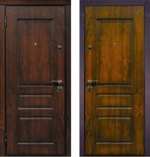 Дверь входная металлическая ЮрСталь Лондон 880х2060 мм левая МДФ 16 мм Дуб темный и Дуб золотистый