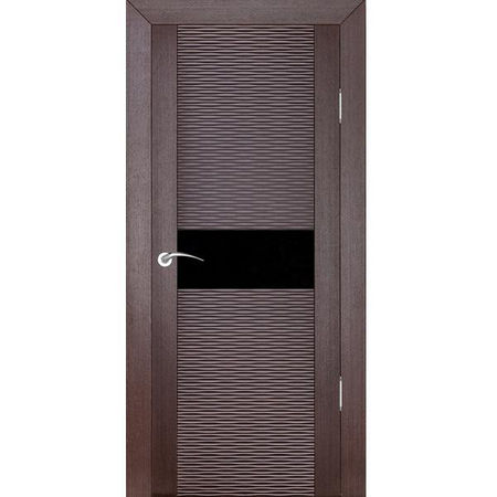 Дверное полотно Zadoor D2 шпон Бриз Венге стекло черное